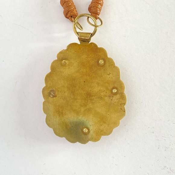 Labradorite Brutalist Handmade Cold Connections Copper and Brass Pendant Necklac - Picture 7 of 9